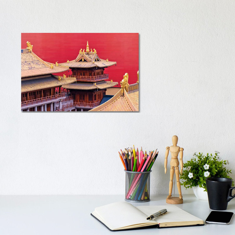 Architectural details of Jing'an Temple, Shanghai, China 1 Piece Wrapped Canvas Wall Art, 20.32cm H x 20.32cm W