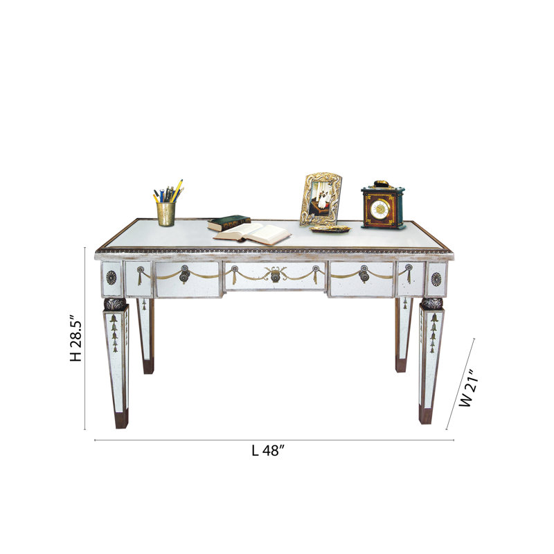 Bureau d'écriture à miroir avec trois tiroirs