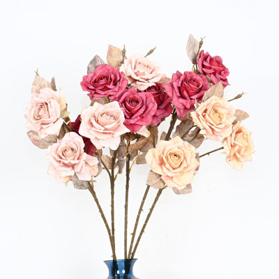 Arrangements floraux de ferme artificielle rose pour remplissage de vase, jets de feuillage d'automne à longue tige, fausse fleur, jour de l'Action de grâce, fête de mariage, centre de table de salle à manger, décoration