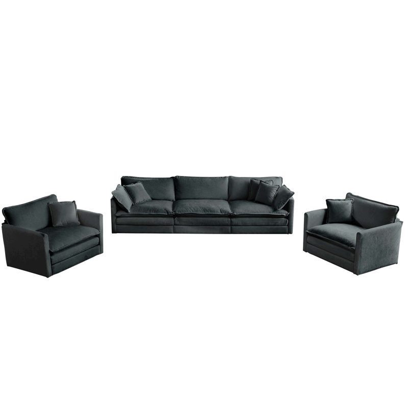 Ensemble de canapés rembourrés 3 pièces Modern, Gris