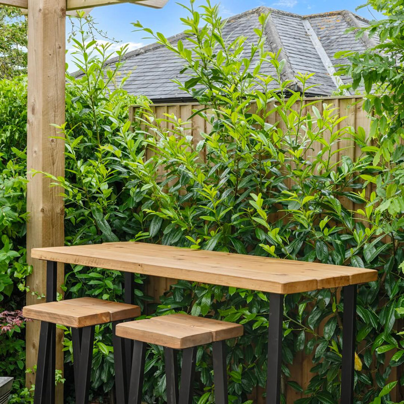 Rustic Redwood Outdoor High Bar Table, 100cm H x 60cm W x 200cm D