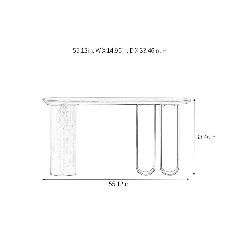 Retro Minimalist Art Console Table, 33.46" H x 55.12" W x 14.96" D
