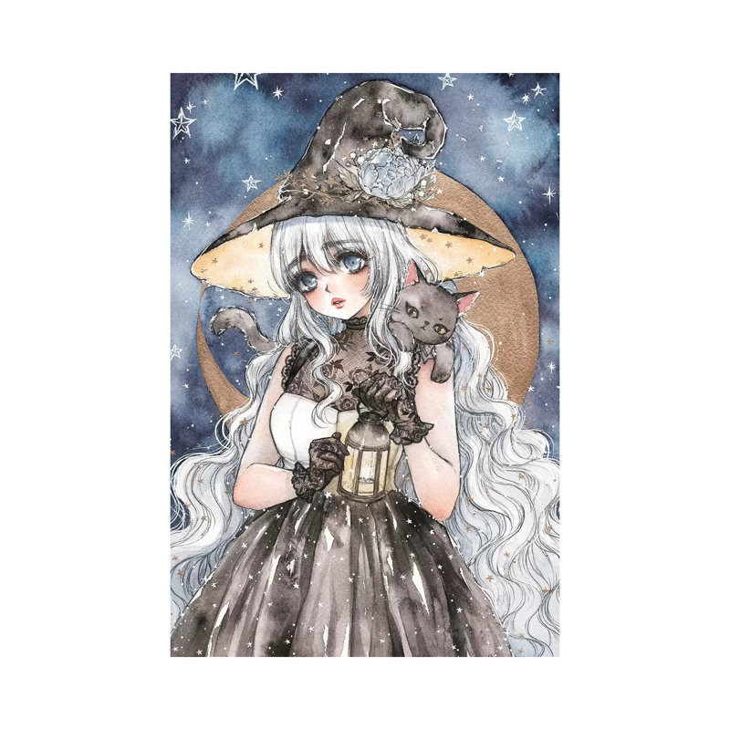 Starry Witch by Cherriuki - Print on Canvas, 101.6 cm H x 66.04 cm W x 1.91 cm D, Wrapped Canvas