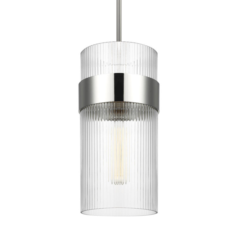 1 - Light Single Pendant, Polished Nickel, 13.75" H x 7" W x 7" D