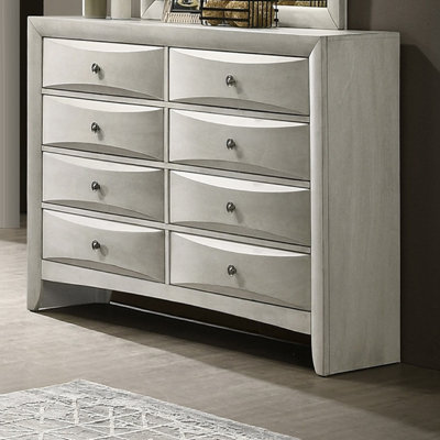 Meuble de rangement en bois avec commode à 6 tiroirs à finition blanche neutre contemporaine 1pc