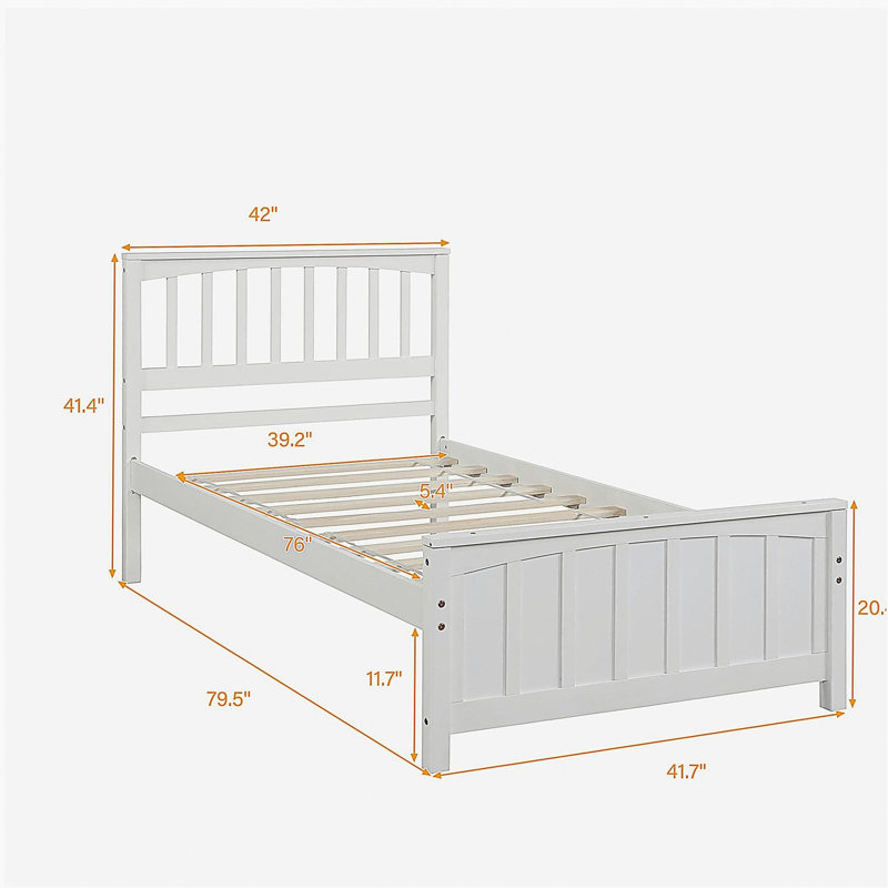Lit plateforme simple en bois, lit plateforme blanc (moins deux pieds de support centraux)
