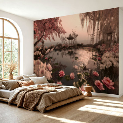 Papier peint adhésif auto-adhésif moderne pour la chambre à coucher avec jardin de chrysanthème de rêve