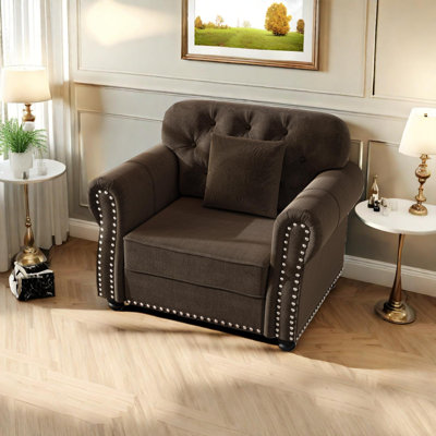 Upholstered Velvet Chesterfield Sofa with Nailhead Trim