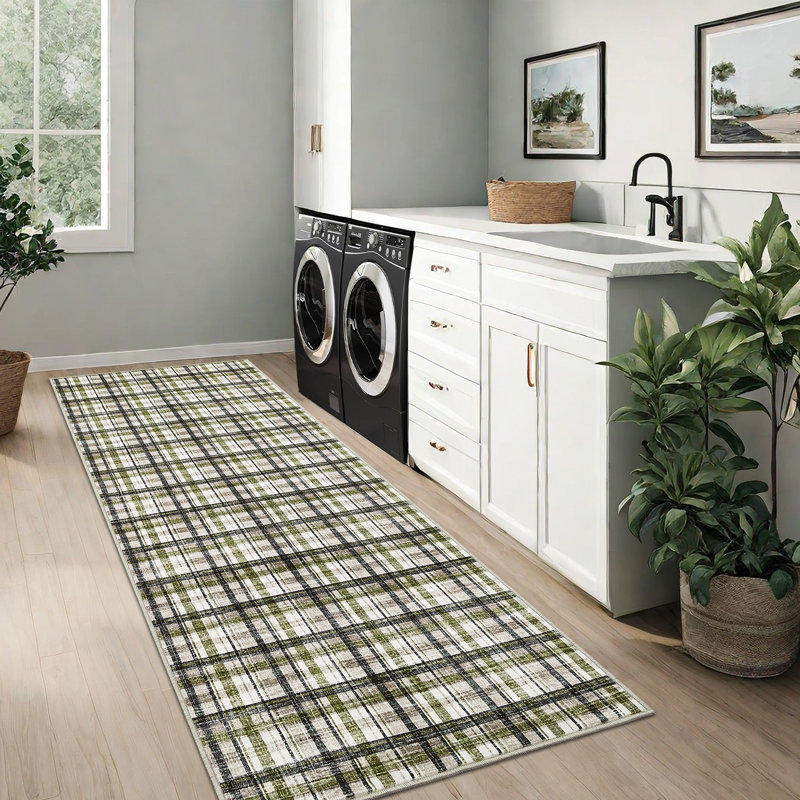 Plaid Washable Rugs Area Rugs for Bedroom Modern Living Room Rugs Non Slip Tartan Large Area Rugs Non Shedding Throw Rug Stain Resistant Carpet
