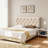 Tufted Upholstered Headboard Queen Size, Solid Wood Head Board with Durable Metal Legs, Linen Fabric Padded Headboard, Adjustable Height from 37” to 51”, Modern Button Design Head Board, Beige-1182413896