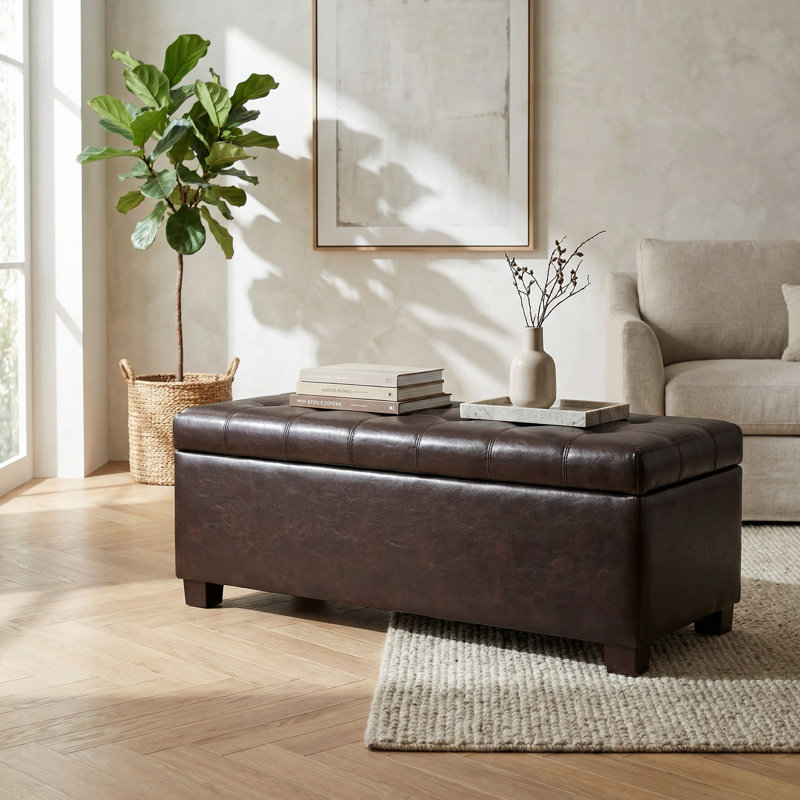 Banc multifonctionnel avec repose-pieds capitonné avec couvercle à charnières sécuritaire pour les enfants et pieds en bois pour l'entrée, le salon ou la chambre à coucher