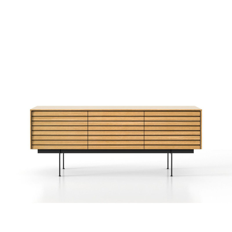 69.9'' Sideboard, Black/Super Matte Oak, 16.3" H x  69.9" W x 18.5" D