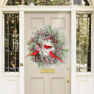 Guirlande de Noël perroquet rouge artificiel à la main avec guirlande de Noël 17,7 pouces