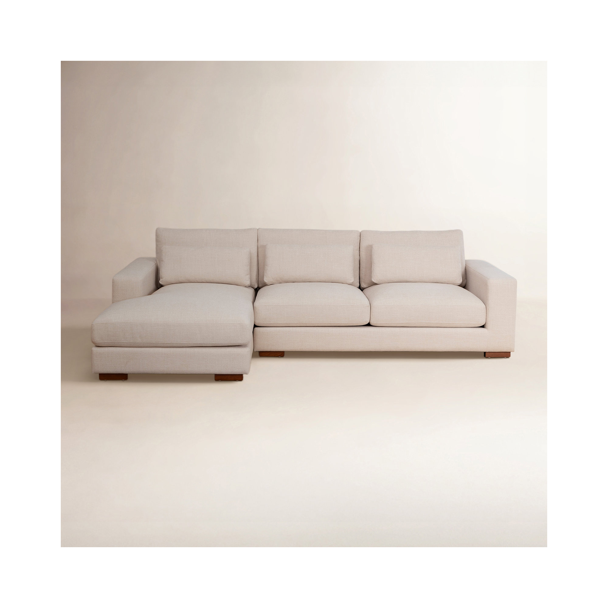 Copley 2-Piece 106.3” Upholstered Sectional, Beige Cotton Blend, Left Hand Facing