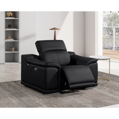 Fauteuil inclinable électrique en cuir italien à grain supérieur avec appui-tête électrique