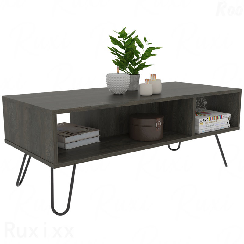 Table basse Minnesota avec deux tablettes au fini espresso carbone, Espresso