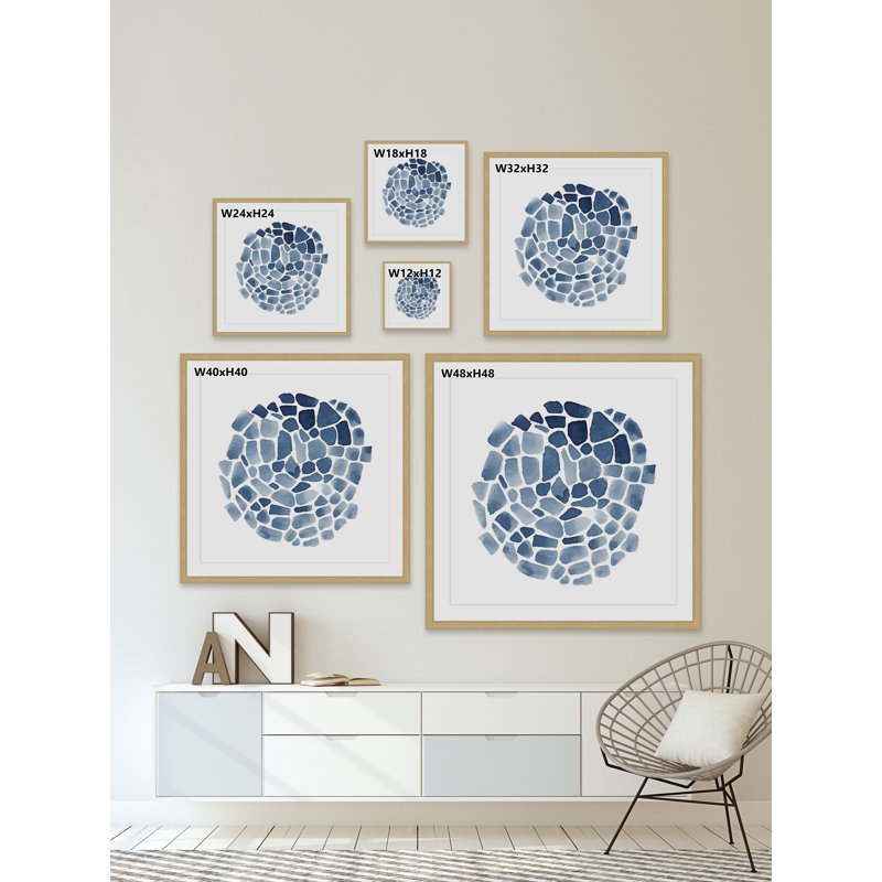 «Geo Ball Blue», reproduction d'art encadrée, H 12 po x l 12 po x P 1,5 po