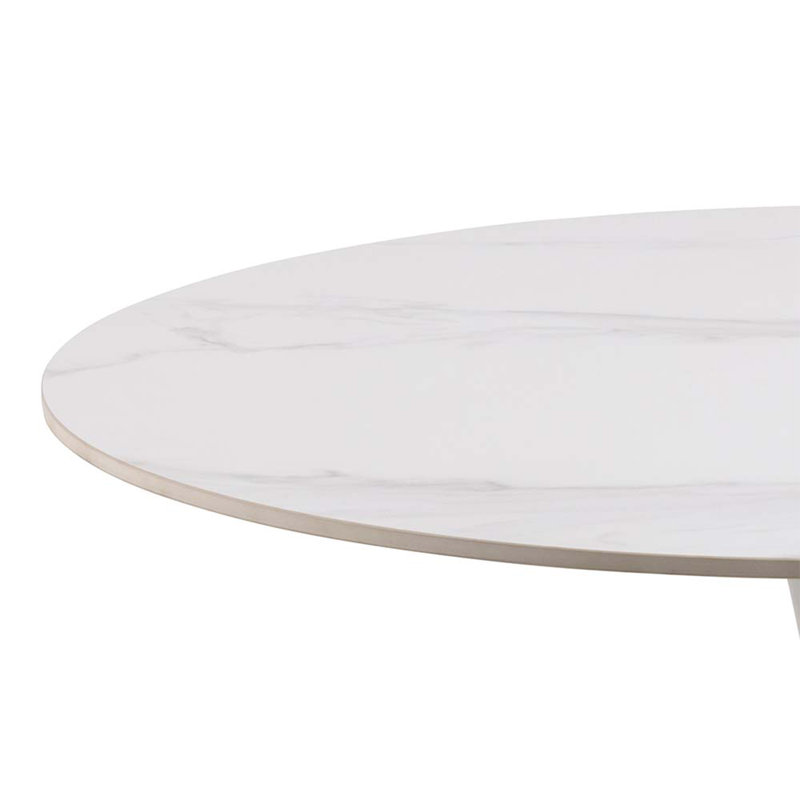 Gurenich Round Metal Base Dining Table, White