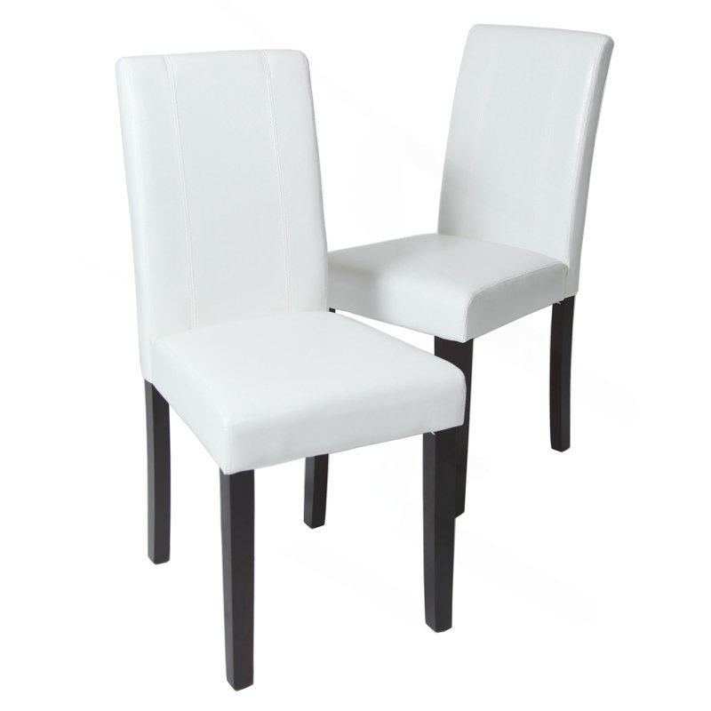 Ensemble de chaises Parson rembourrées en similicuir élégantes et confortables pour les espaces de vie modernes, Blanc