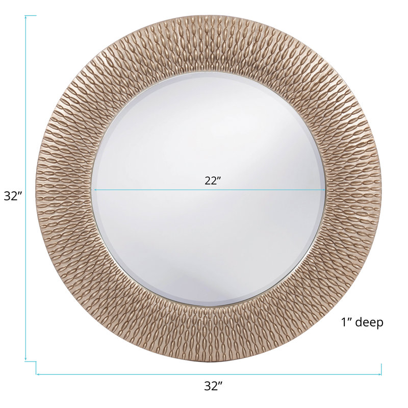 Bergman Round Beveled Mirror, Brushed Silver/Gold, 32"