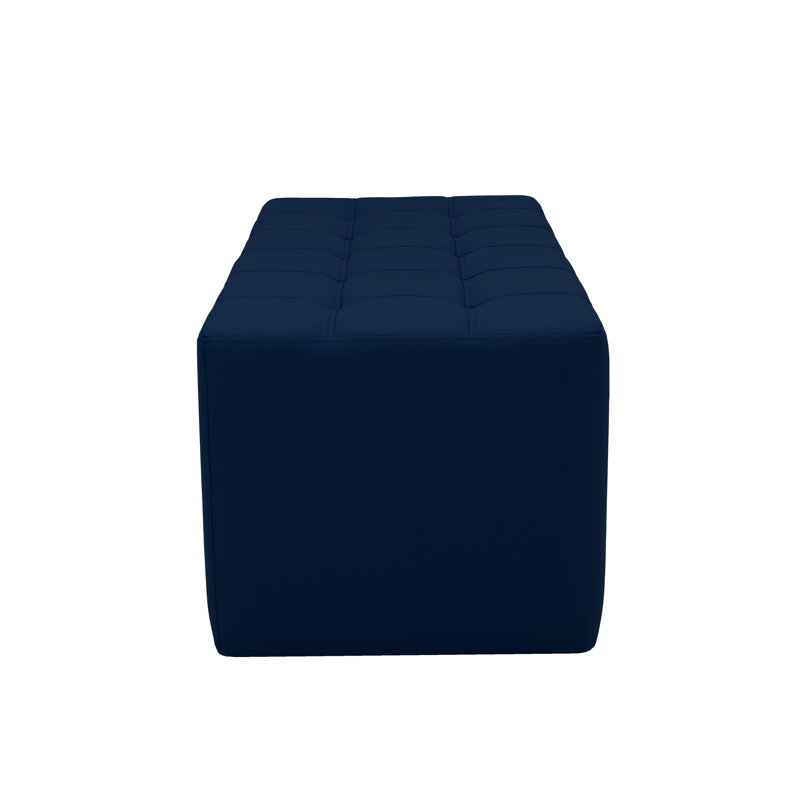 Faux Leather Ottoman, Navy Faux Leather