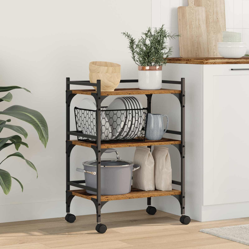 Wood Bar Cart, Old Wood