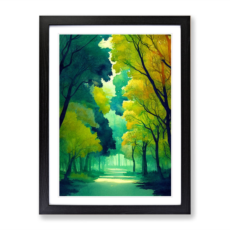 A Relaxing Forest No.1 - Single Picture Frame Print, 64cm H x 46cm W x 2cm D, Black