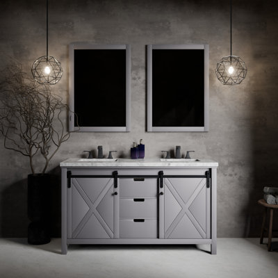 Marsyas 60 in W x 22 in D Double Bath Vanity and 24 in Mirrors