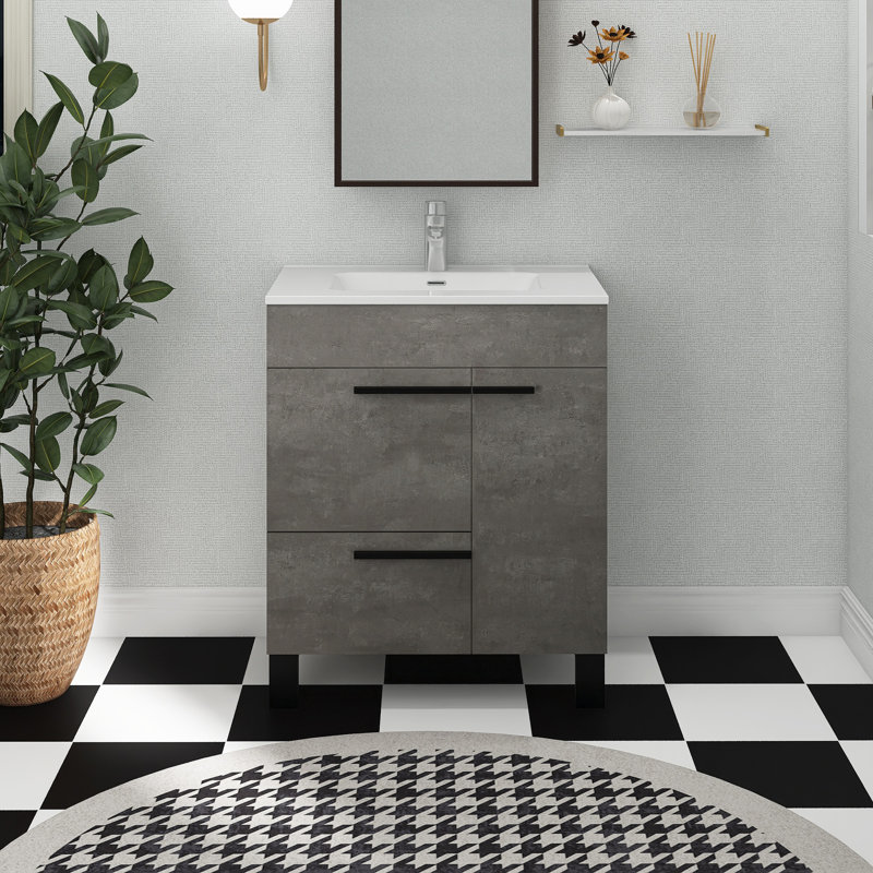 Meuble-lavabo simple 28 po avec comptoir en céramique Sherlonda