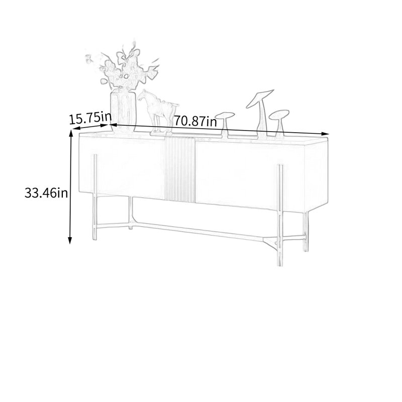 Armoire de rangement moderne, H 33,46 po x l 70,87 po x P 15,75 po, Noir / bleu clair