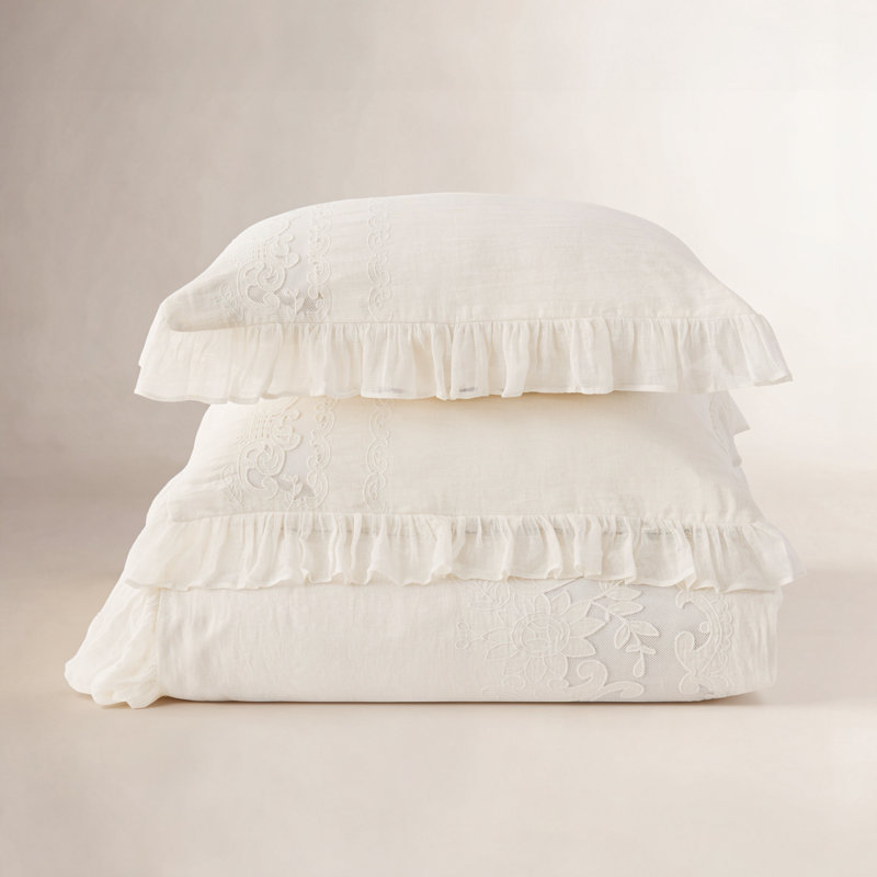 Tabitha Duvet Cover Set, King Duvet Cover + 2 King Shams, Ivory