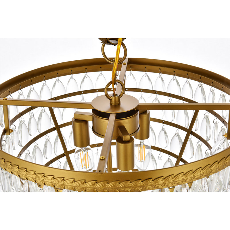 Beno 5 - Light Glass Dimmable Tiered Chandelier, Brass