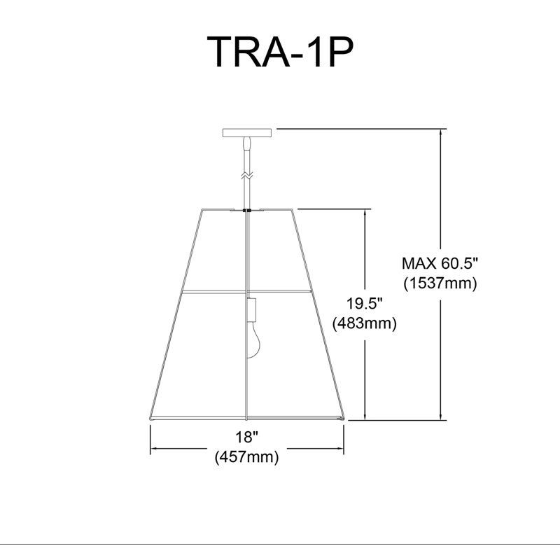 Trapezoid 1 Light Pendant, Black, Cream