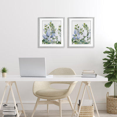 «Spring Watercolors», ensemble de 2 reproductions encadrées sous verre, par Kim Allen