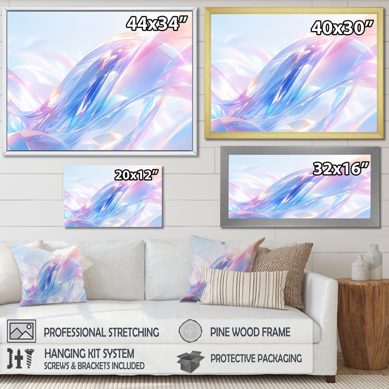 «Purple Pink Cosmic Fractal I», reproduction d'art sur toile, 16" H x 32" W, Toile tendue