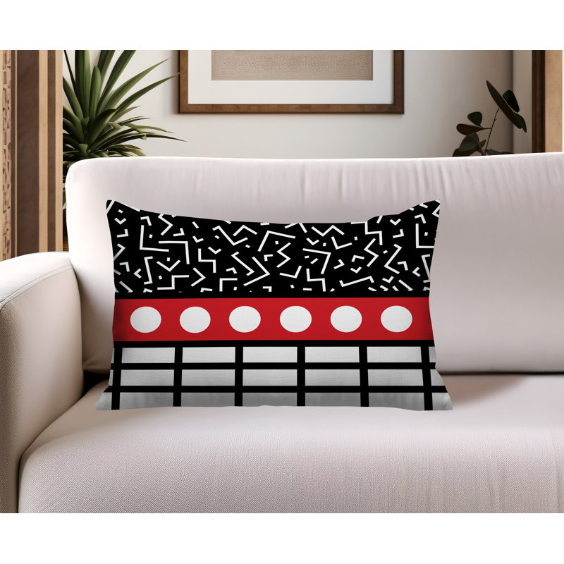 Oreiller rectangulaire réversible intérieur / extérieur Poptik, Rectangulaire H 14 po x l 20 po, Rouge