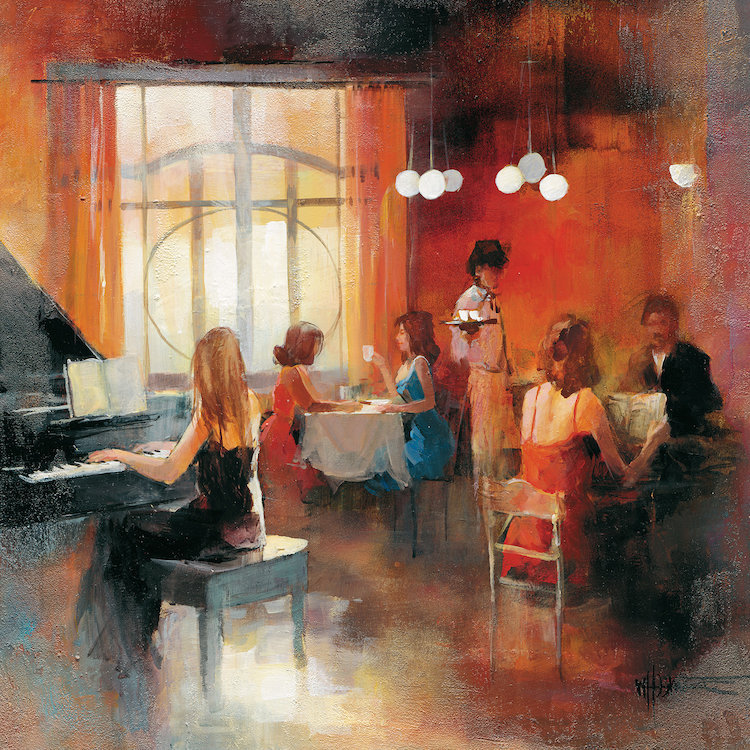 « rendez-vous i », reproduction d’art sur toile, H 18 po x l 18 po x P 1,5 po, Pas de tapis, Toile tendue