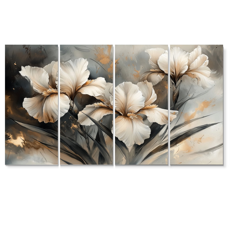 Iris jaune et gris I - Desir I - décoration murale - art mural traditionnel, 4, H 28 po x l 48 po