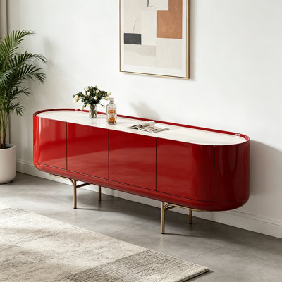 Meuble télé rouge simple et tendance