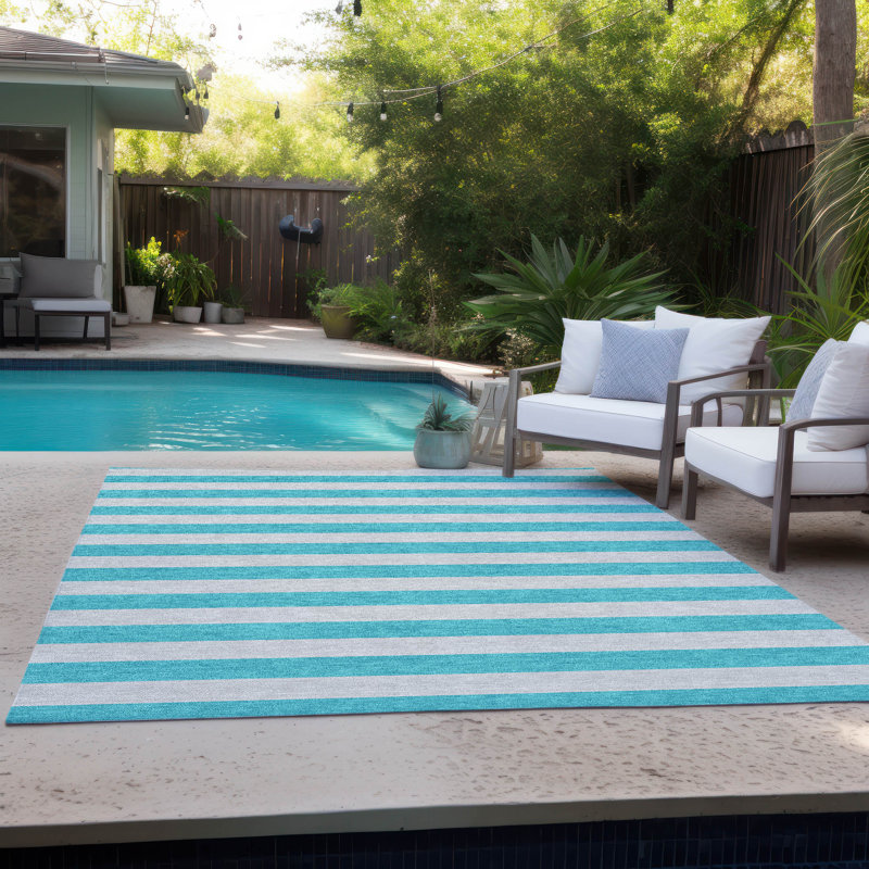 Spuyten Washable Striped Indoor / Outdoor Rug, Rectangle 10' x 14'