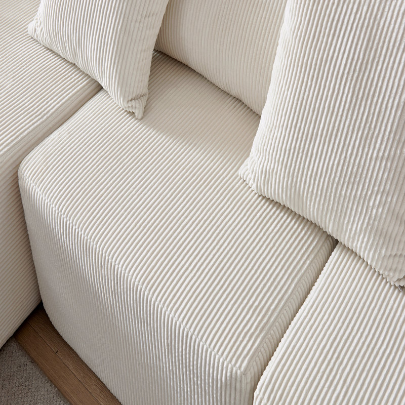 Basic Sectional Sofa, 108.3"  Foam Couch,L Shape Sofa With Chaise Lounge,Modular Cloud Sofa, Beige Corduroy