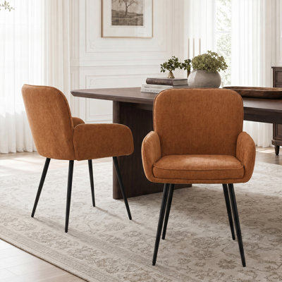 Upholstered Chenille Dining Chairs With Metal Legs (Set of 2)