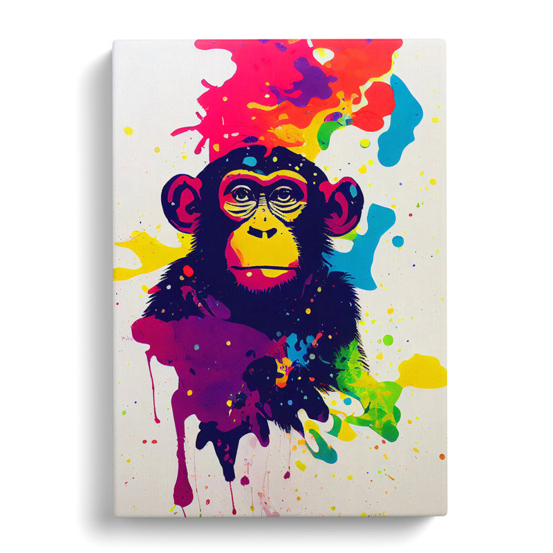 Monkey Paint Splash No.5 - Wrapped Canvas, 60cm H x 40cm W x 3cm D
