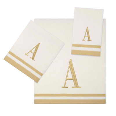 GRY/IVR Monogram Towel Set