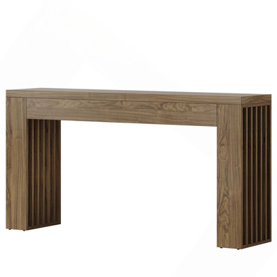 Rustic Farmhouse Console Table With Vertical Slat Legs, Perfect For Hallways, Living Rooms, And Small Spaces