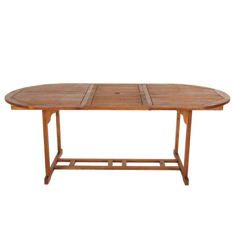Oval Acacia Extendable Outdoor Dining Table With Umbrella Hole , 200cm cm W 100cm cm D