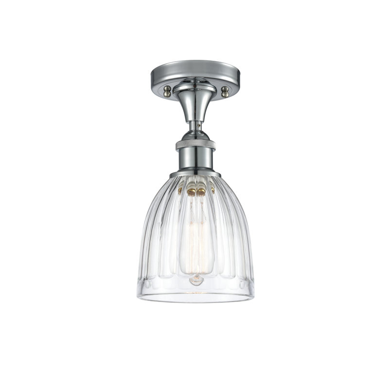 Plafonnier semi-encastré 1 lumière 5,75 po Dunder, Ampoule non incluse, Chrome poli, Transparent