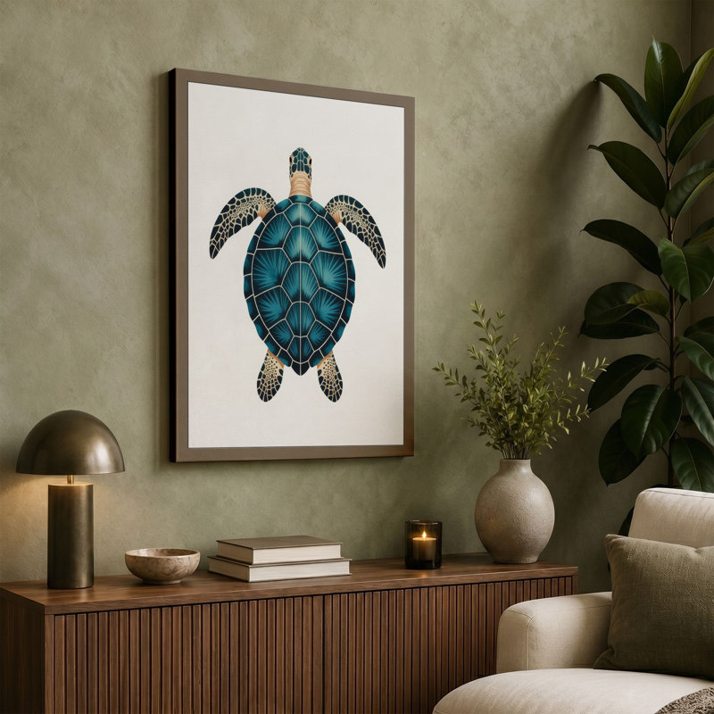 Turtle Geometric - Wrapped Canvas, 36x24 - 91.4 x 61.0 cm, Ochre Border