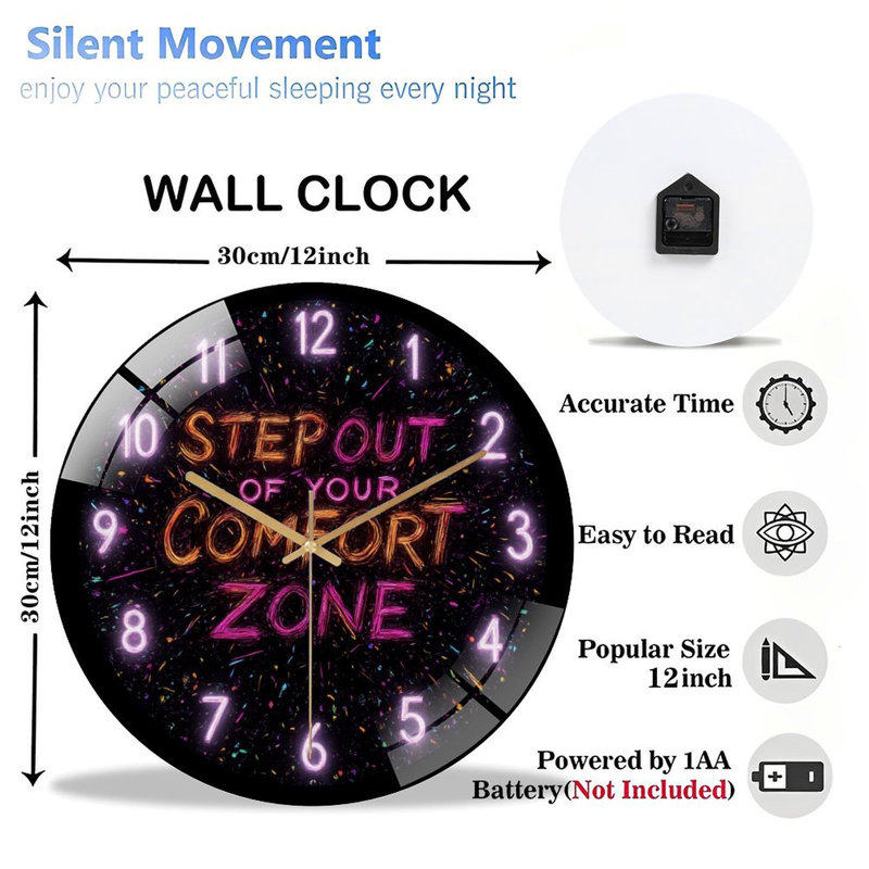 Horloge murale en verre 12 po