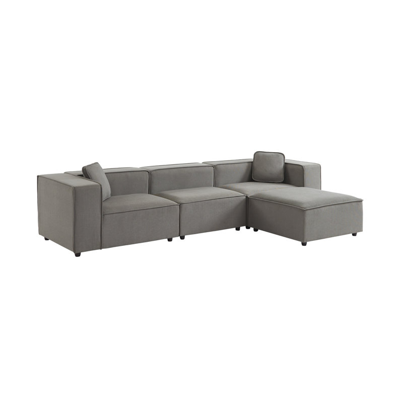 3-4-seater water-repellent modular sofa with 1 footstool